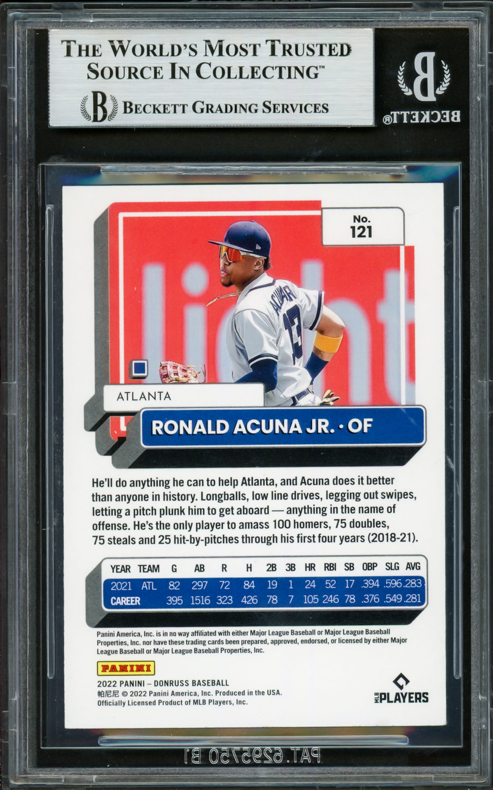 Ronald Acuna Jr. Auto 2022 Donruss Variations Card 121 Braves Beckett #16711153