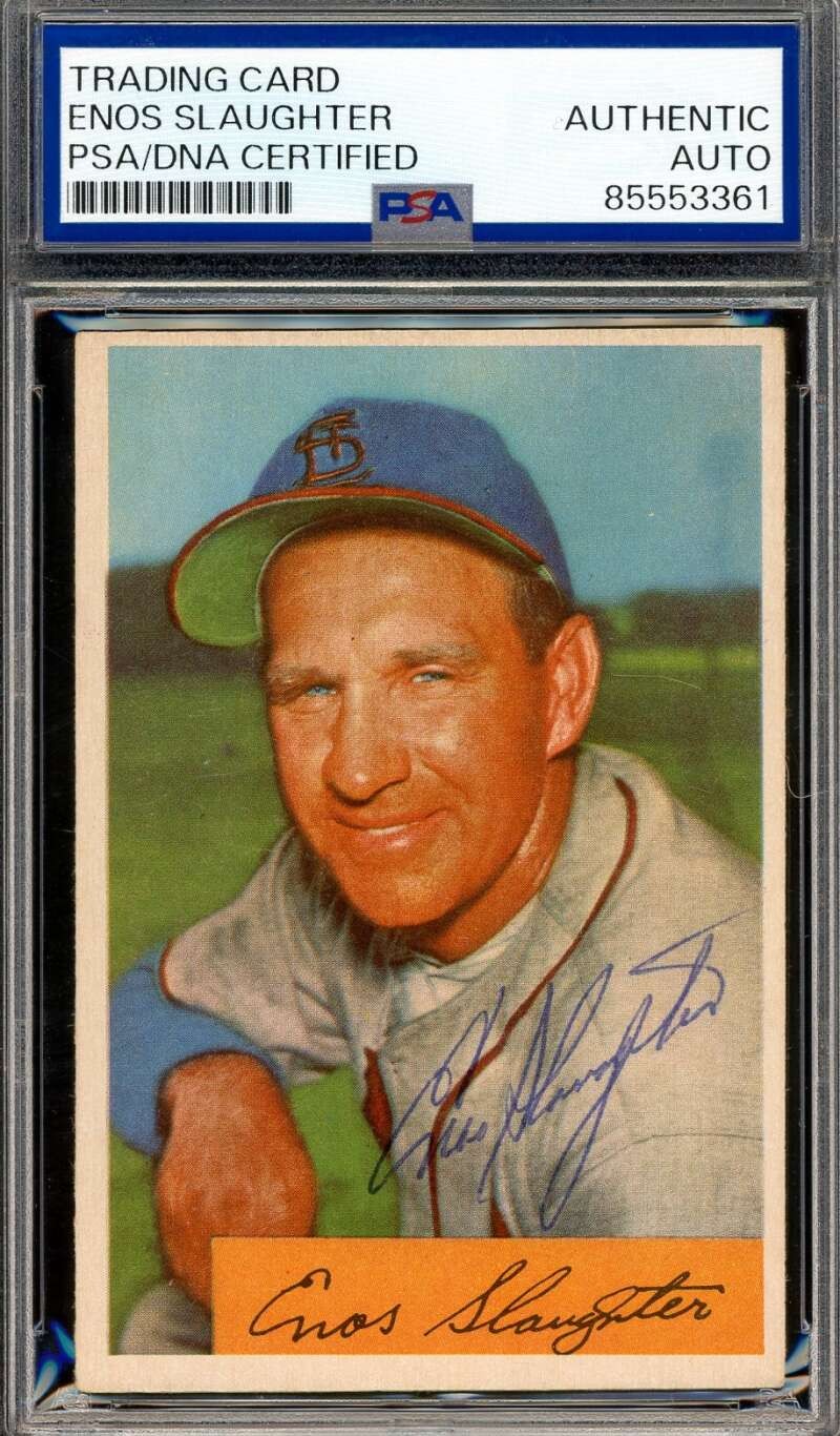 Enos Slaughter PSA DNA Vintage Signed 1954 Bowman Autographed