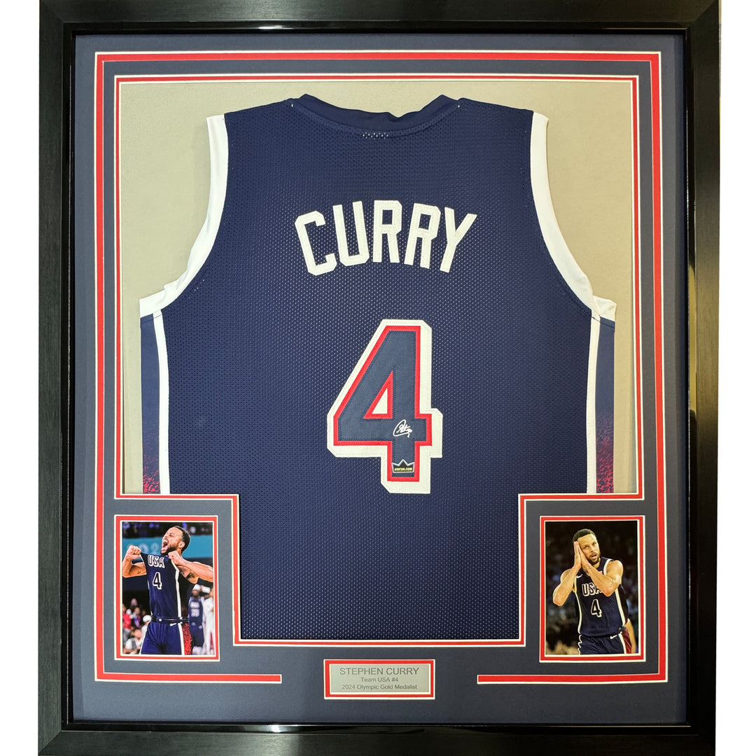 Framed Facsimile Autographed Stephen Steph Curry 35x39 Reprint Laser Auto Jersey