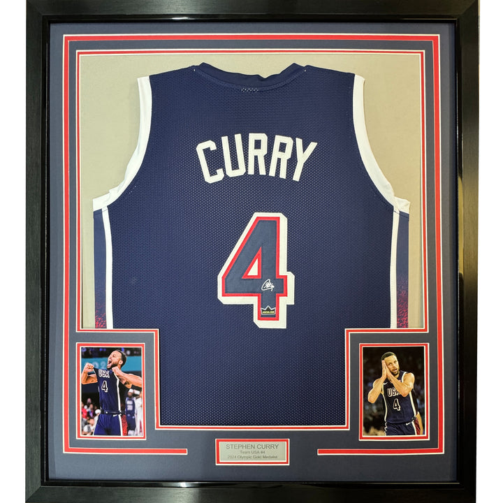 Framed Facsimile Autographed Stephen Steph Curry 35x39 Reprint Laser Auto Jersey