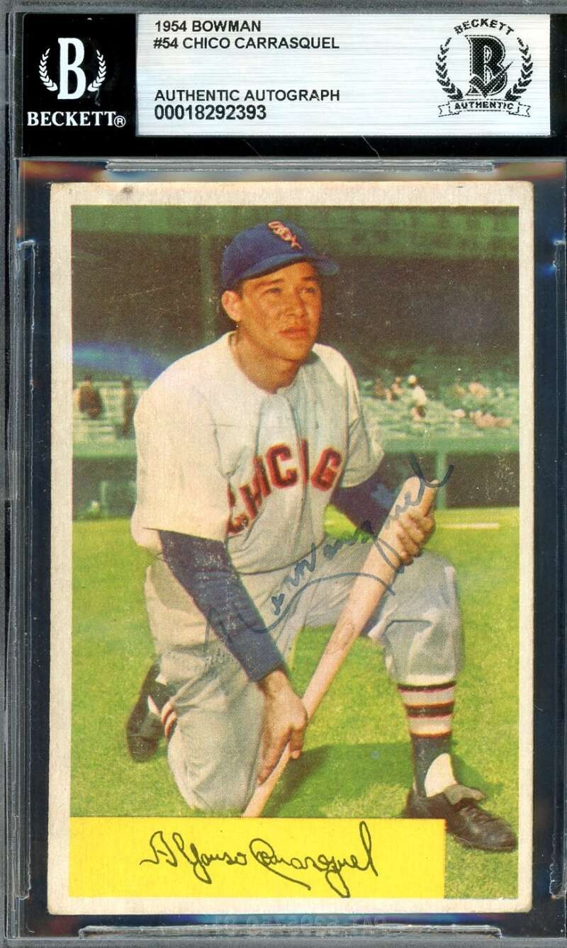 Chico Carrasquel Beckett BAS Signed 1954 Bowman Autograph