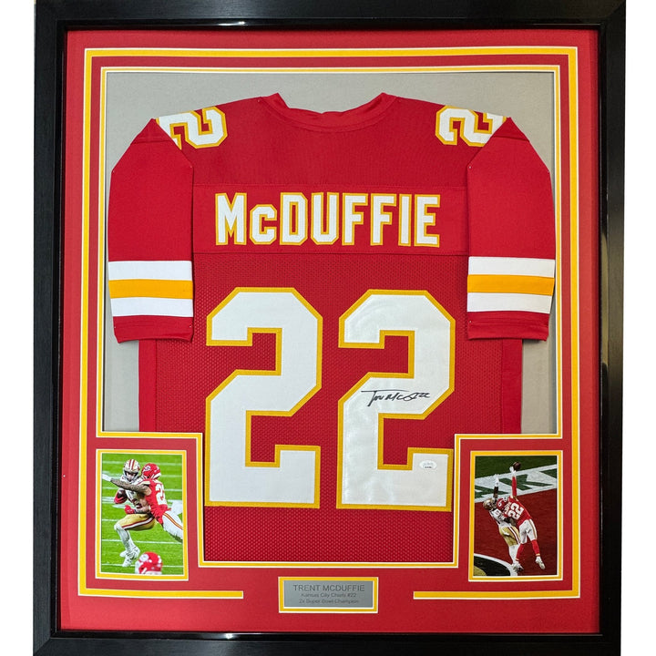 Framed Signed Trent McDuffie 35x39 Kansas City Red Jersey JSA COA