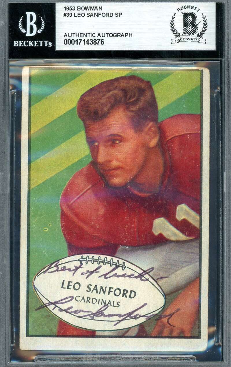Leo Sanford Beckett BAS Signed 1953 Bowman Autograph