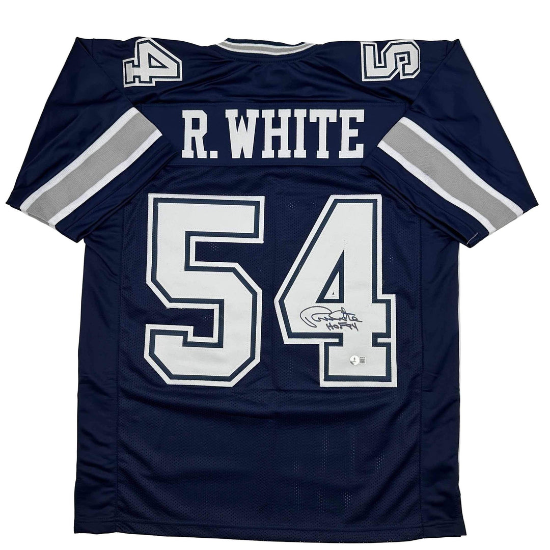 Autographed/Signed RANDY WHITE HOF 94 Dallas Blue Football Jersey JSA COA Auto