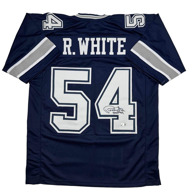 Autographed/Signed RANDY WHITE HOF 94 Dallas Blue Football Jersey JSA COA Auto