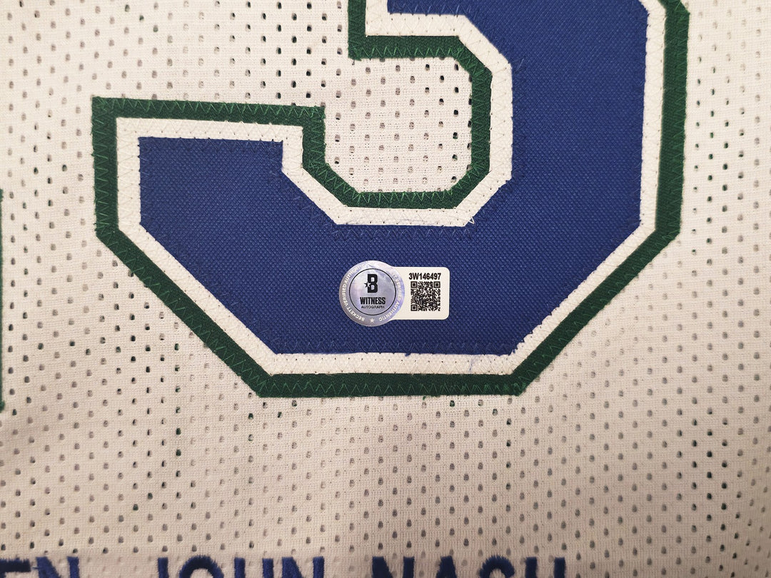 Dallas Mavericks Steve Nash Autographed Signed White Stat Jersey Beckett Wit