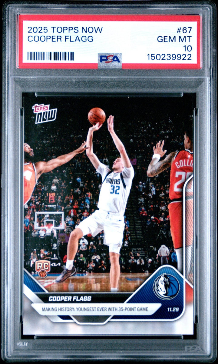 Graded 2025 Topps Now Cooper Flagg #67 Rookie RC Basketball Card PSA 10 Gem Mint
