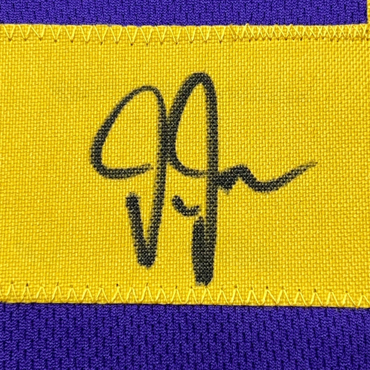 Framed Autographed/Signed Justin Jefferson 35x39 Color Rush Jersey JSA COA