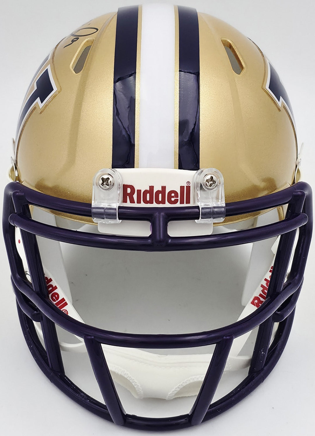 Michael Penix Jr. Signed Washington Huskies Gold Speed Mini Helmet Beckett Wit