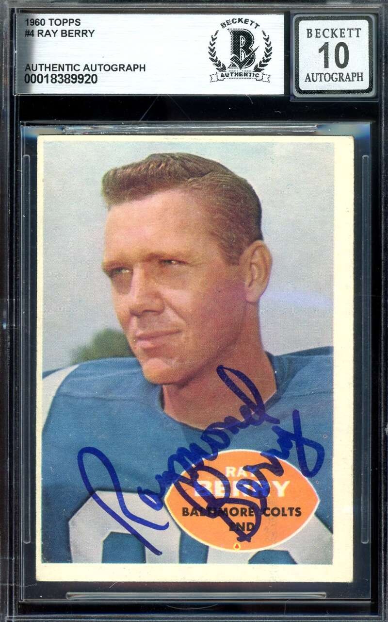 Raymond Berry Gem Mint 10 Beckett BAS Signed 1960 Topps Autograph