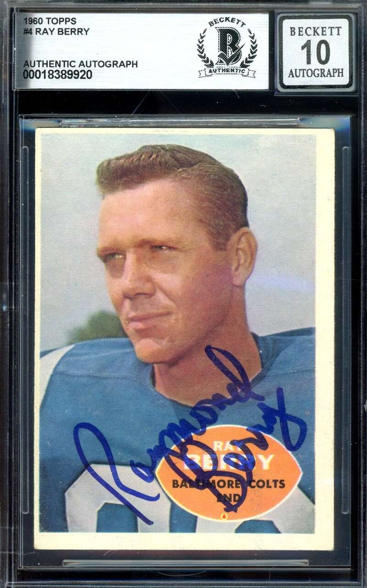 Raymond Berry Gem Mint 10 Beckett BAS Signed 1960 Topps Autograph
