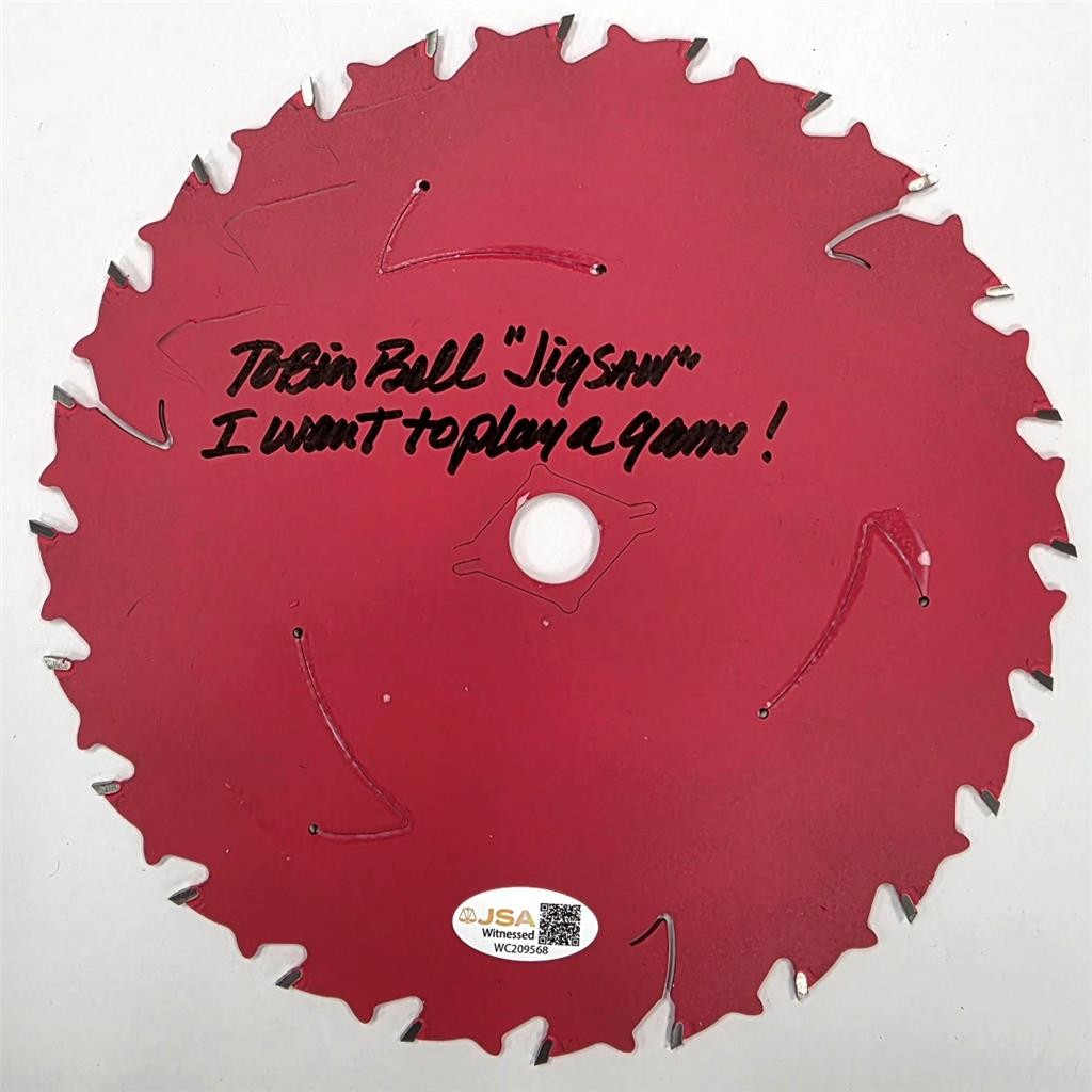 Tobin Bell signed Jigsaw "I Want to Play a Game" 7 Inch Saw Blade autograph JSA