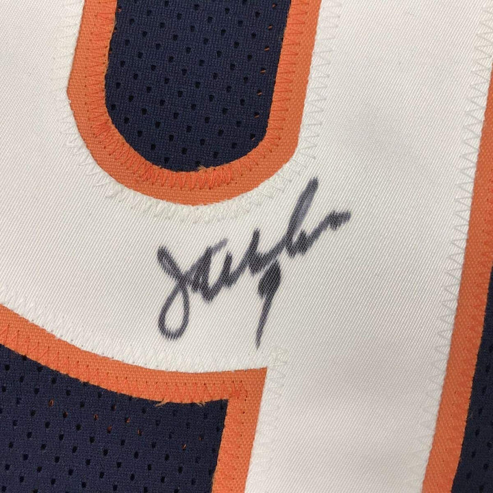 Autographed/Signed JIM MCMAHON Chicago Blue Football Jersey Beckett BAS COA Auto