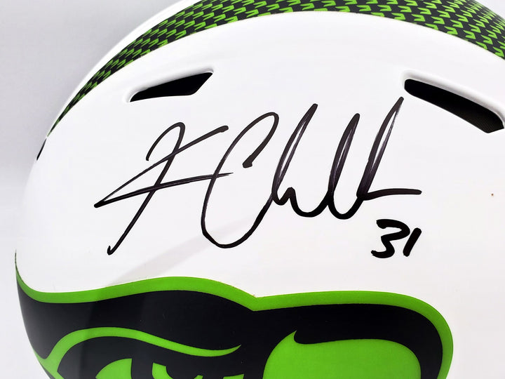 Kam Chancellor Auto Seahawks Lunar Eclipse White Full Size Auth Helmet SB Champs
