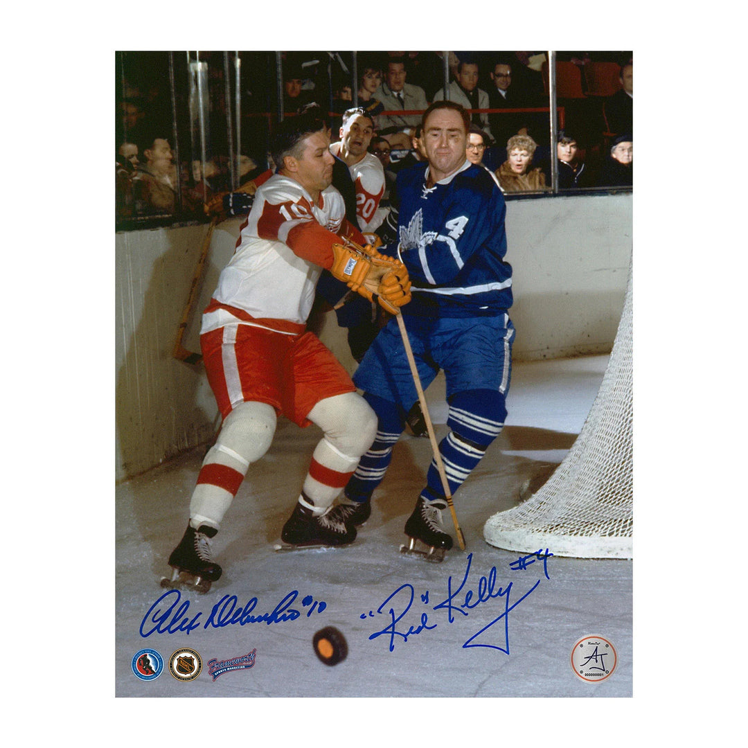 Red Kelly vs Alex Delvecchio Dual Signed Original Six Rivals 8x10 Photo