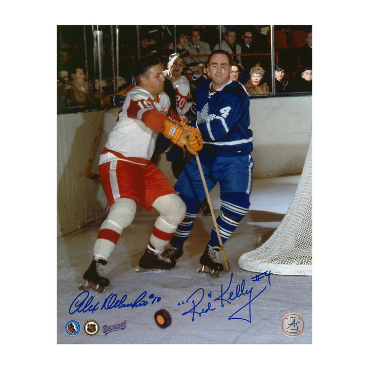 Red Kelly vs Alex Delvecchio Dual Signed Original Six Rivals 8x10 Photo