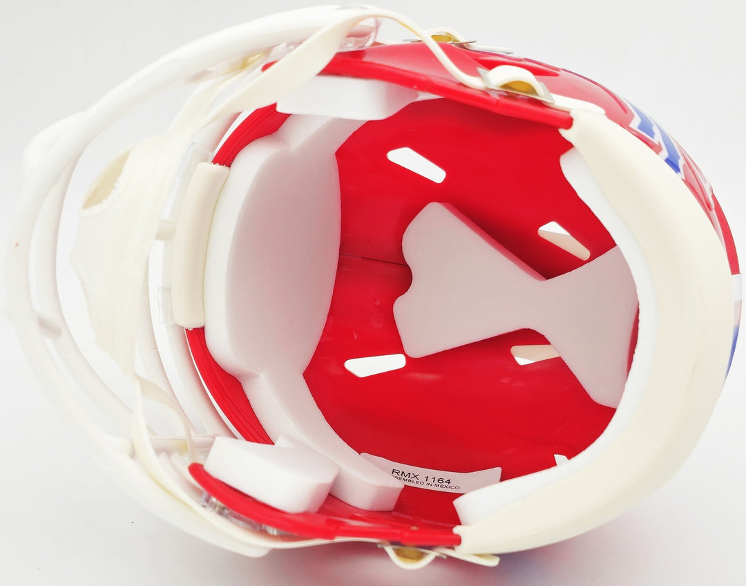 Bruce Smith Signed Bills Red Throwback 1987-2001 Speed Mini Helmet Beckett Wit
