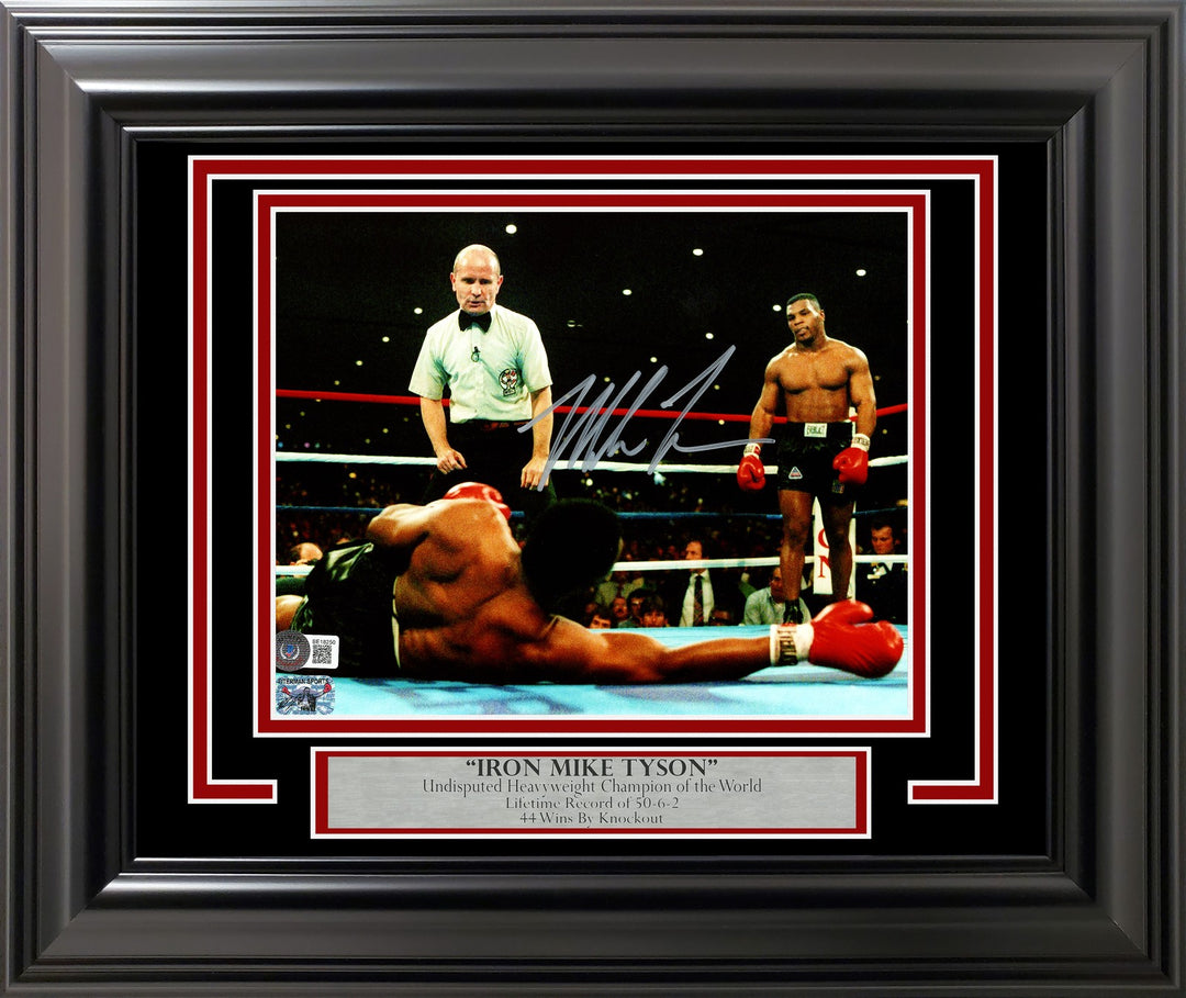 Mike Tyson Signed Framed 8x10 Photo Standing Over Beckett BAS