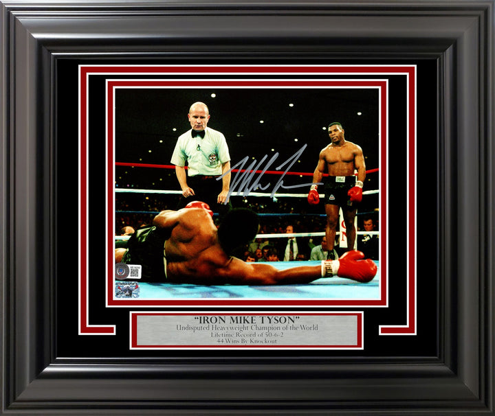 Mike Tyson Signed Framed 8x10 Photo Standing Over Beckett BAS