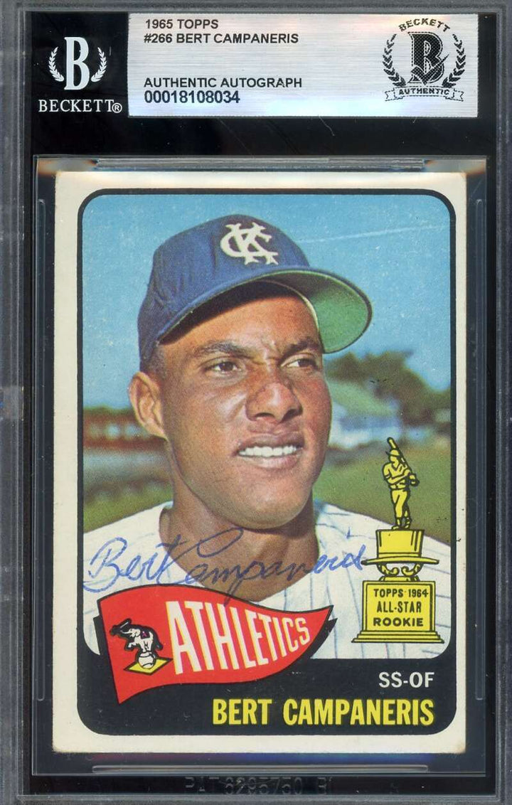 Bert Campaneris Beckett BAS Vintage Signed 1965 Topps Rookie Autograph