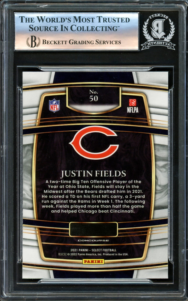 Justin Fields Autographed Signed 2021 Select RC 50 Chicago Bears Beckett