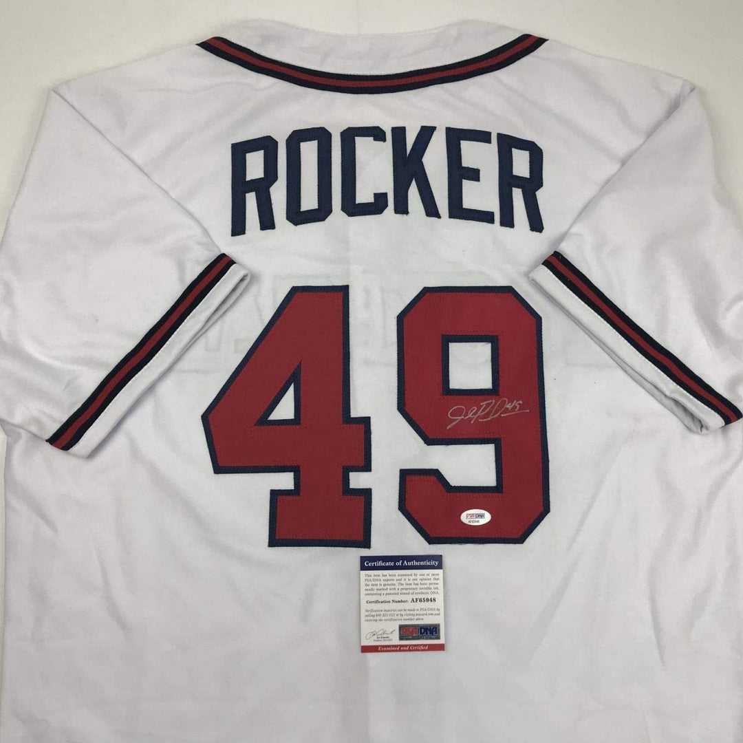 Autographed/Signed JOHN ROCKER Atlanta White Jersey PSA/DNA COA Auto