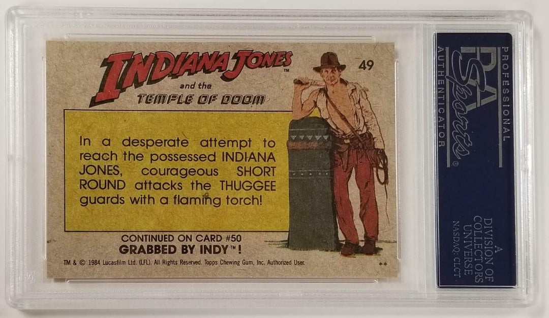 Jonathan Ke Quan signed 1984 Topps Indiana Jones #49 Attacking Guards Card ~ PSA
