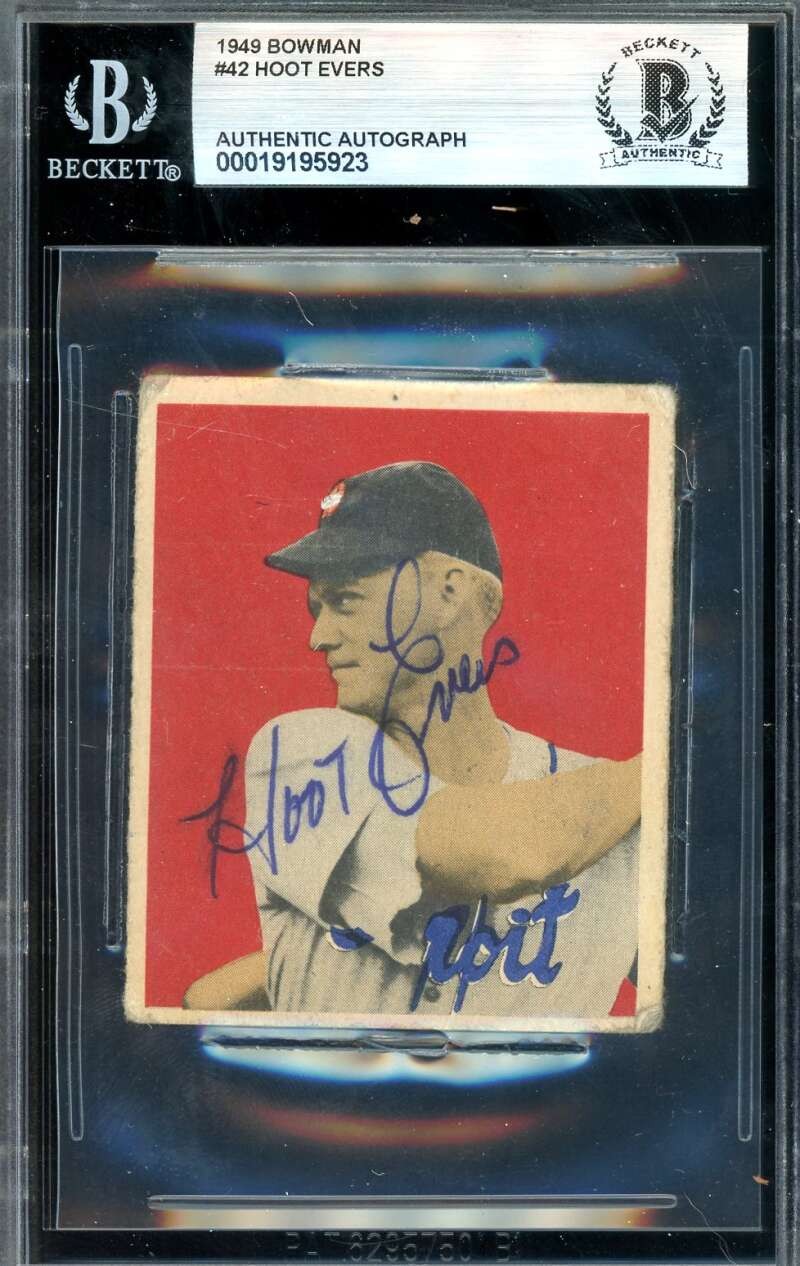 Hoot Evers Beckett BAS Signed 1949 Bowman Autograph