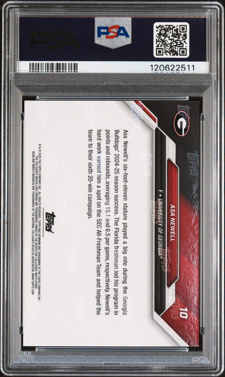 Graded 2025 Bowman U Now Asa Newell #10 March Madness RC Basketball Card PSA 10