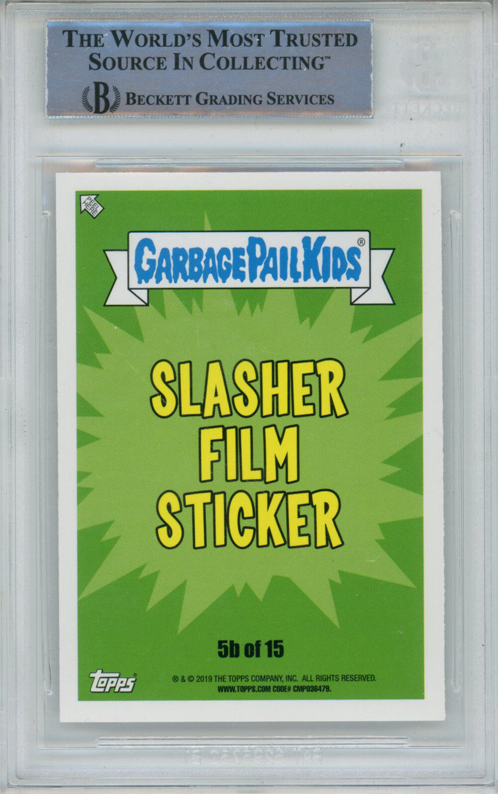Ari Lehman Signed 2019 Garbage Pail Kids Estimation Jason #SF5B BAS Slab 43063