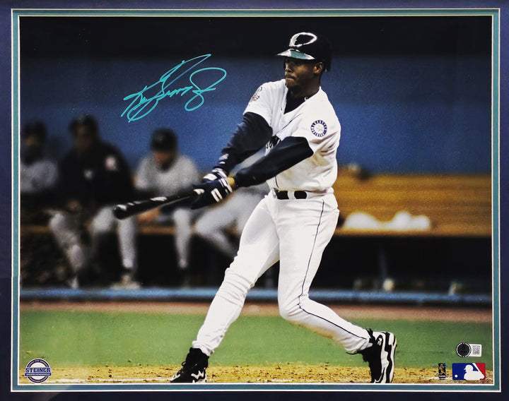 Ken Griffey Jr. Signed Framed 16x20 Photo Seattle Mariners Swing Beckett