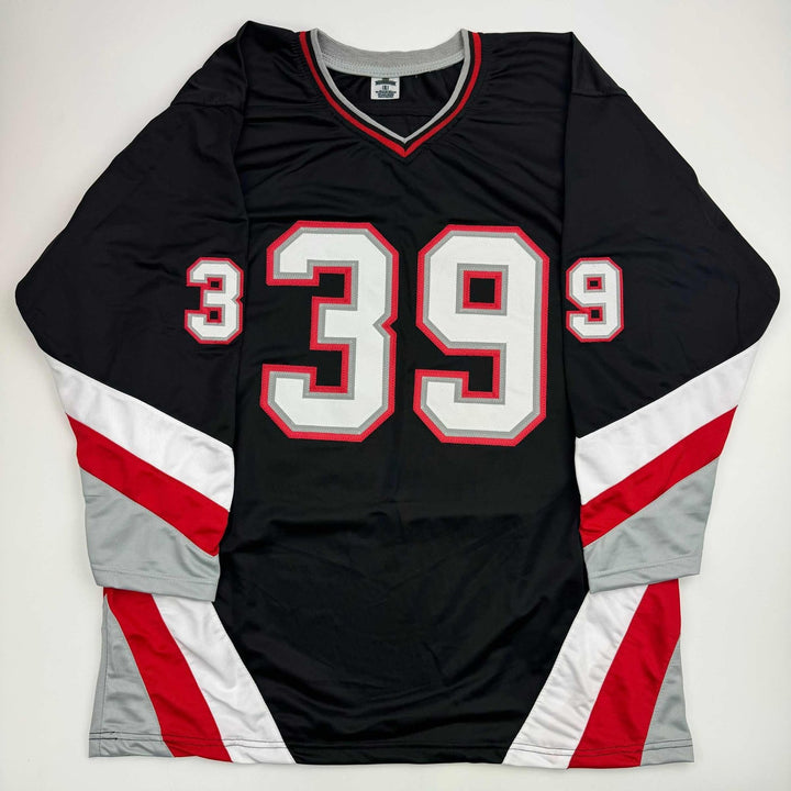 Autographed/Signed Dominik Hasek Buffalo Black Jersey Beckett BAS COA