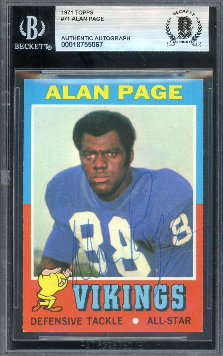 Alan Page Beckett Vintage BAS Signed 1971 Topps Autograph Vikings
