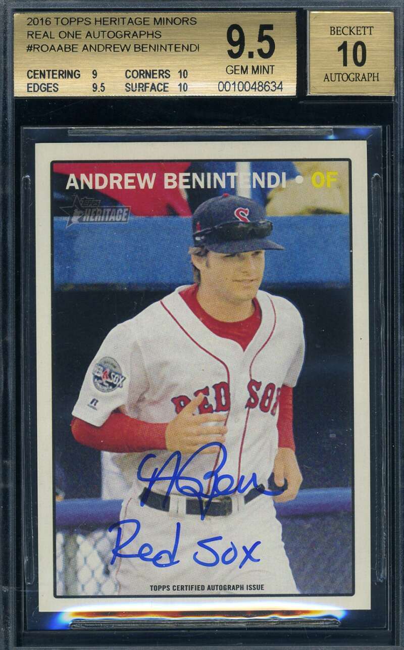 Andrew Benintendi 9.5 10 Beckett Signed 2016 Topps Heritage Rookie Autograph