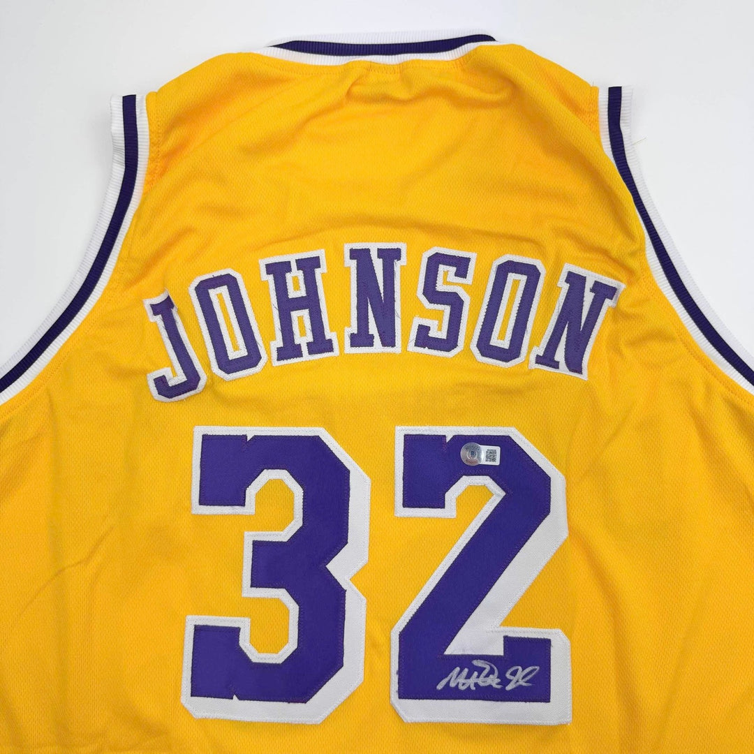 Autographed/Signed Earvin Magic Johnson Los Angeles LA Yellow Jersey COA