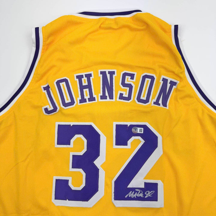 Autographed/Signed Earvin Magic Johnson Los Angeles LA Yellow Jersey COA
