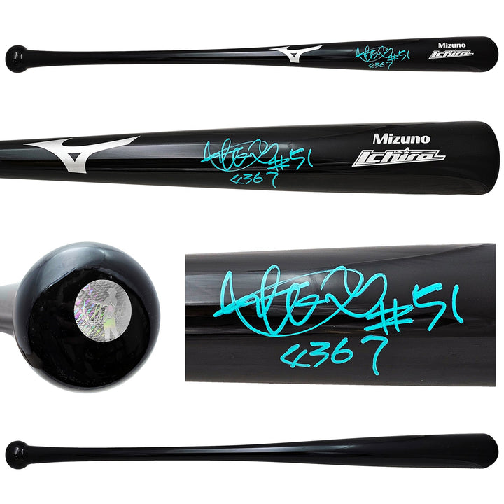 Ichiro Suzuki Signed Black Mizuno Player Model Bat Mariners "#51, 4367" IS Holo