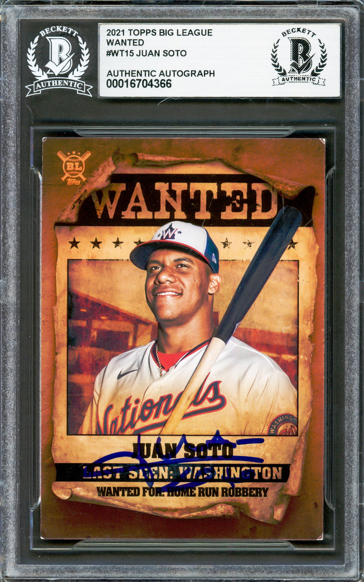 Juan Soto Signed 2021 Topps Big League Wanted Card WT15 Mets Beckett #16704366
