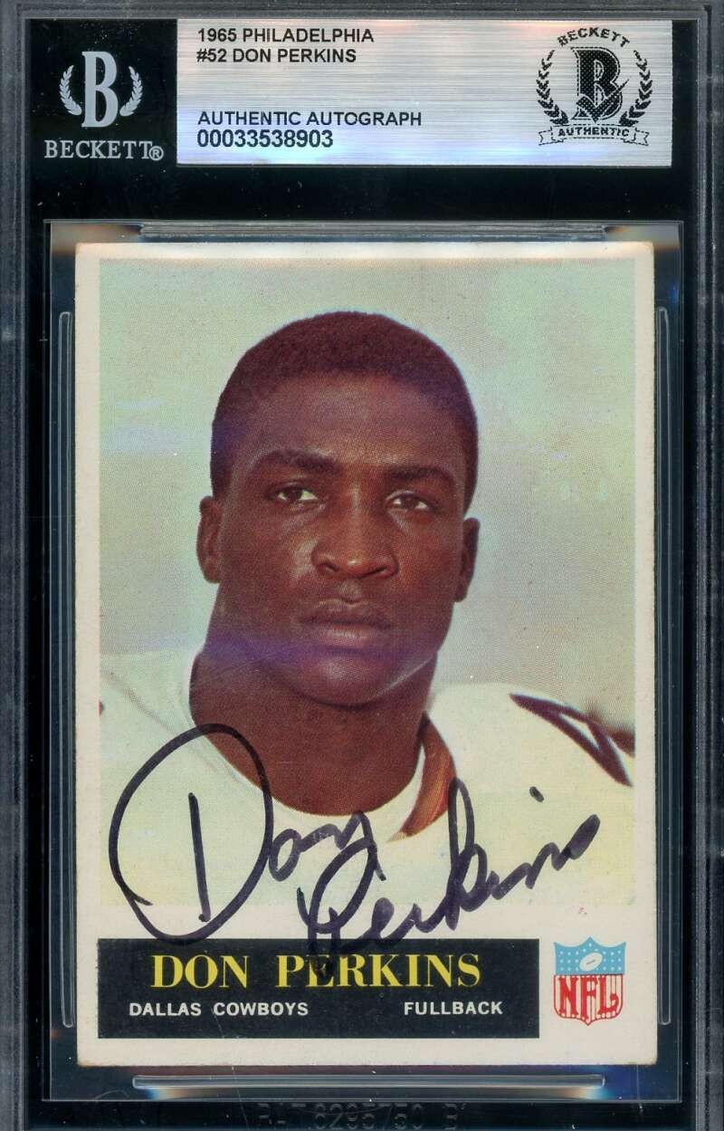 Don Perkins Beckett BAS Signed 1965 Philadelphia Autograph Cowboys