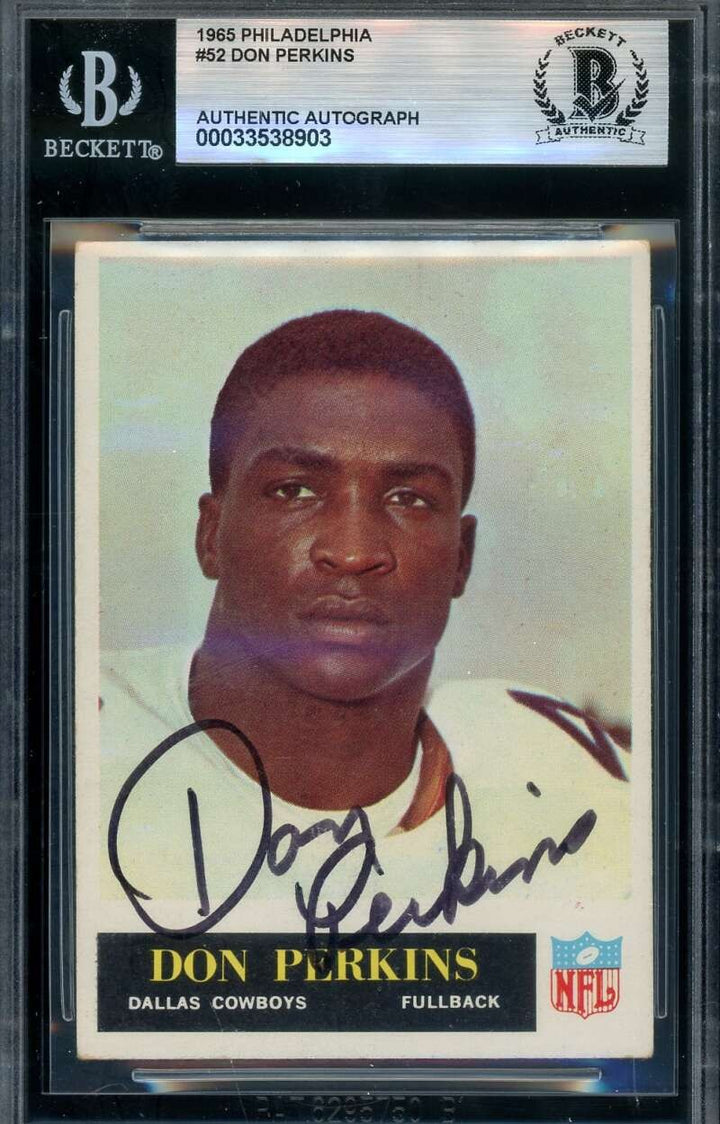 Don Perkins Beckett BAS Signed 1965 Philadelphia Autograph Cowboys