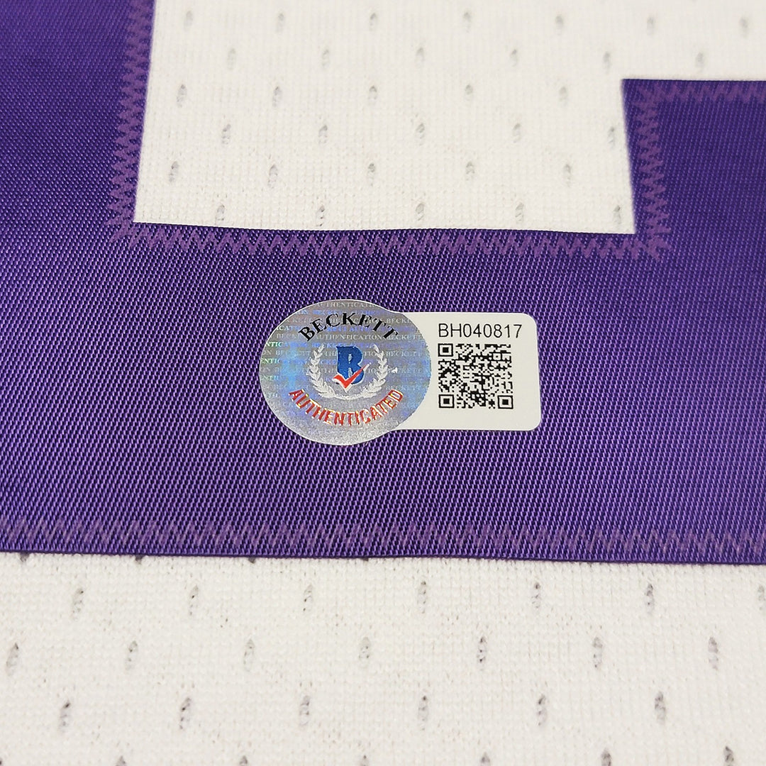 Jazz Karl Malone Auto White Purple Authentic Mitchell Ness Jersey Sz XL Beckett