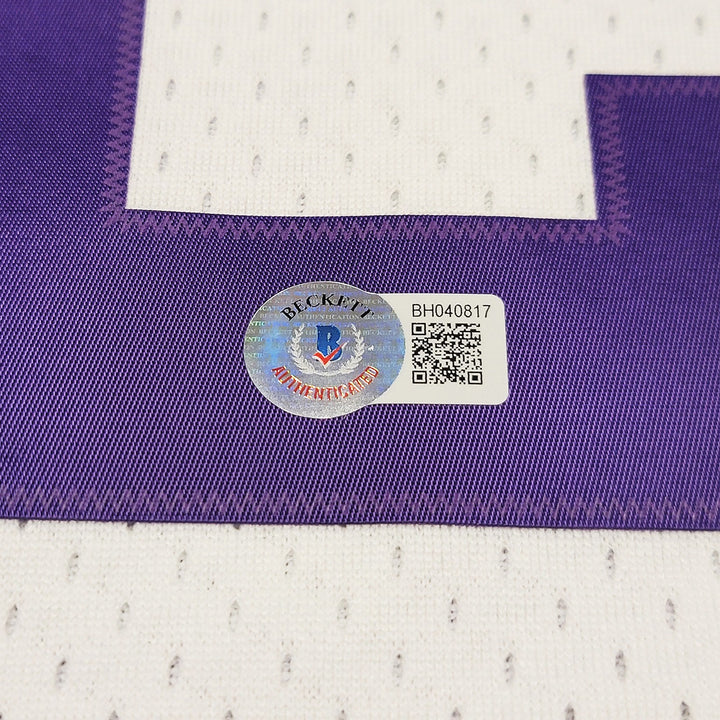 Jazz Karl Malone Auto White Purple Authentic Mitchell Ness Jersey Sz XL Beckett
