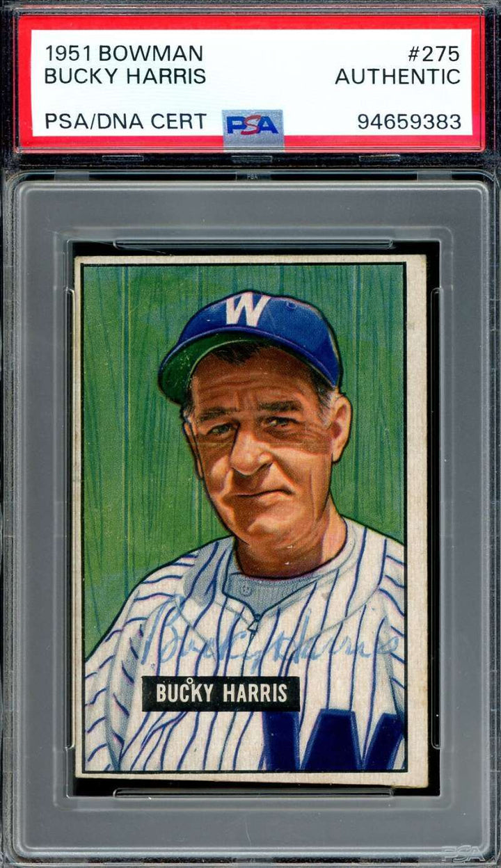 Bucky Harris PSA DNA Signed 1951 Bowman Autograph