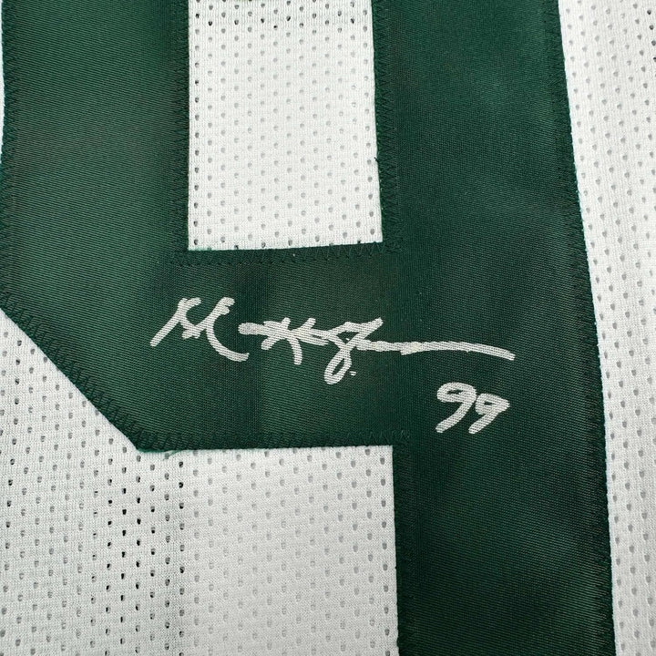 Framed Signed Mark Gastineau 35x39 New York White Jersey JSA COA