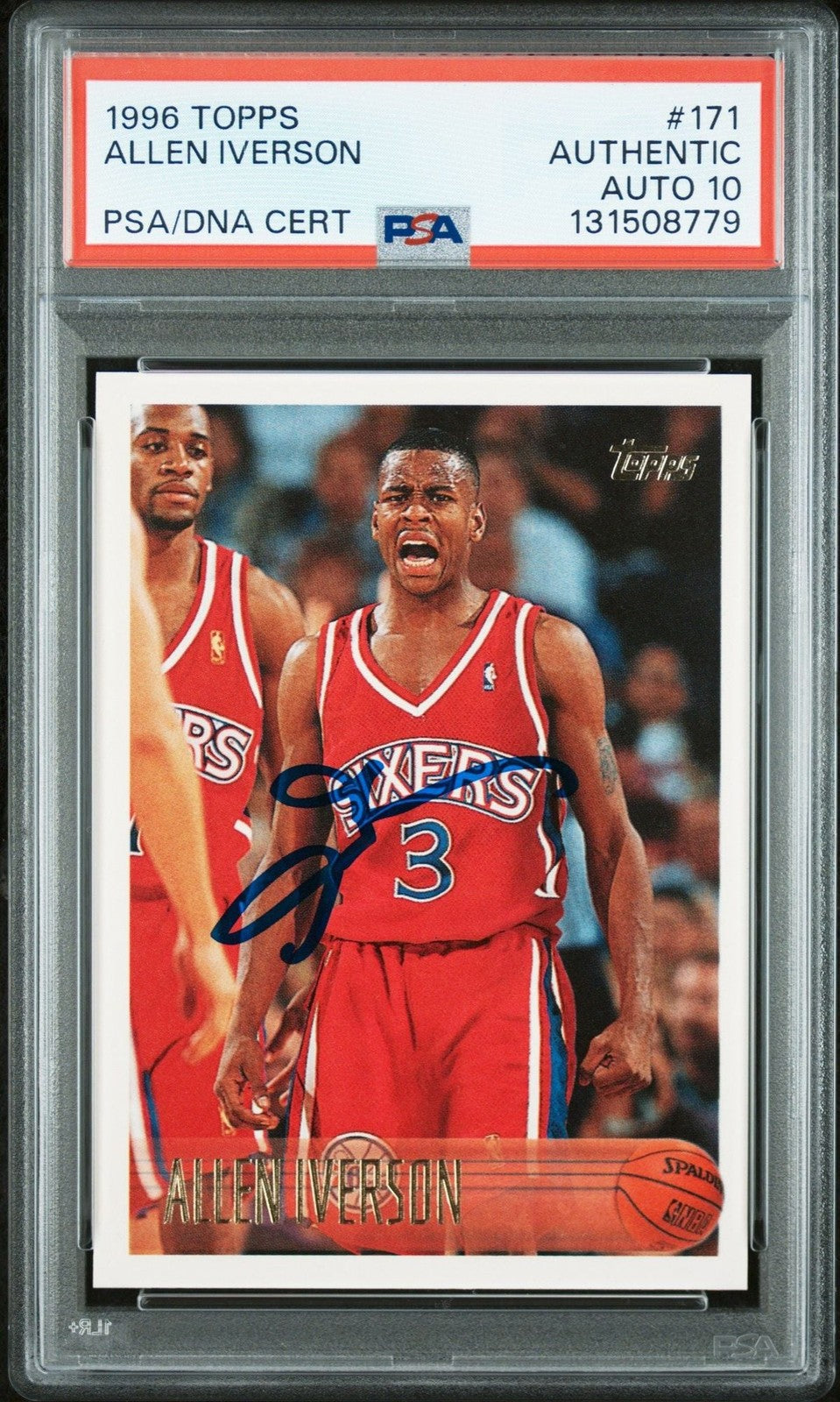 Graded 1996 Topps Allen Iverson #171 Rookie Card PSA 10 Auto Grade