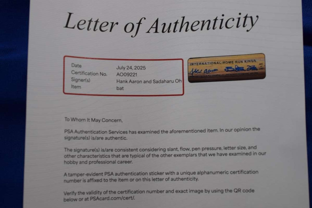 Hank Aaron Sadaharu Oh PSA DNA Autograph International Home Run Kings Signed Bat