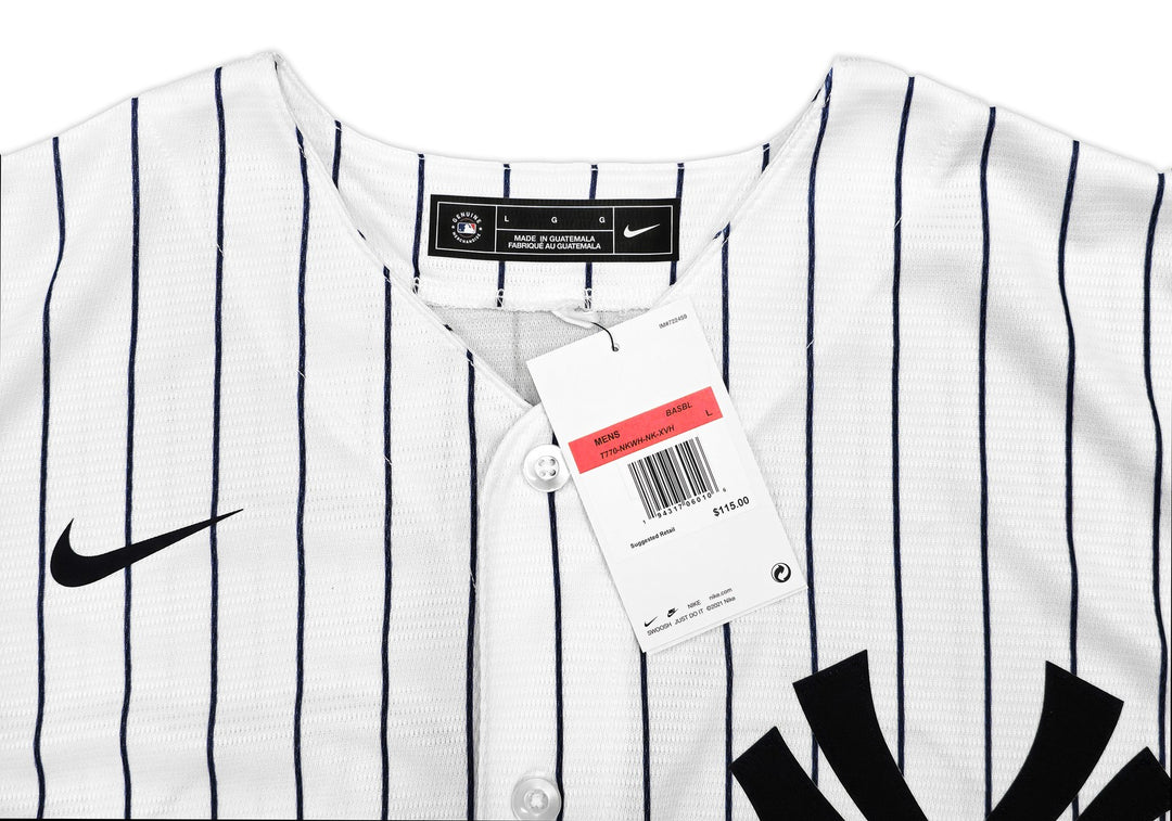 New York Yankees Juan Soto Signed White Pinstripes Nike Jersey Size L Beckett