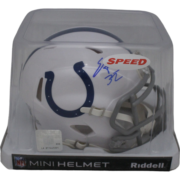 Edgerrin James Autographed Indianapolis Colts Mini Helmet Beckett 46475