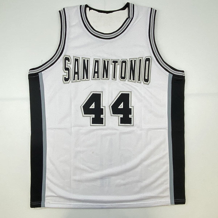 Signed GEORGE GERVIN HOF 96 San Antonio White Jersey JSA COA Auto