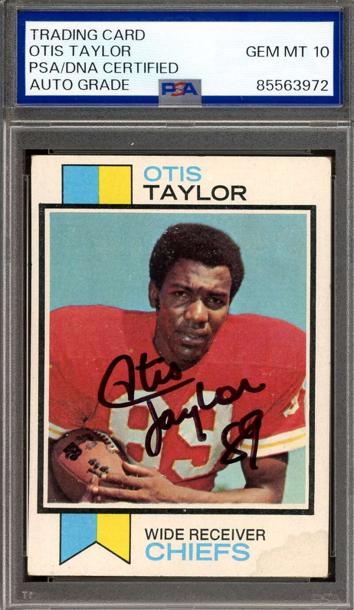 Otis Taylor Gem Mint 10 PSA DNA Signed 1973 Topps Autograph
